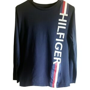 Vintage Tommy Hilfiger Top Blue Youth Boys L Red White Blue Crewneck Pullover